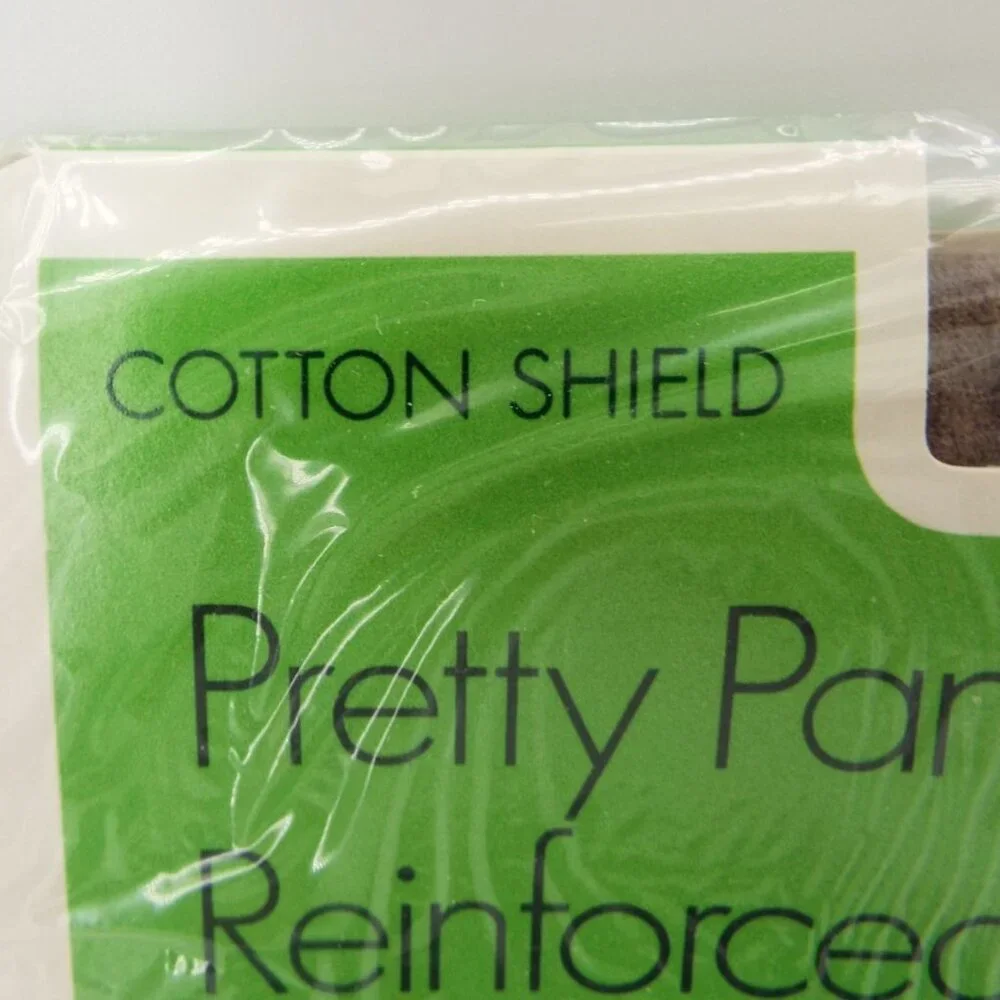 Vintage Pair Round the Clock Pretty Panty Satin Taupe Reinforced Toe Pantyhose